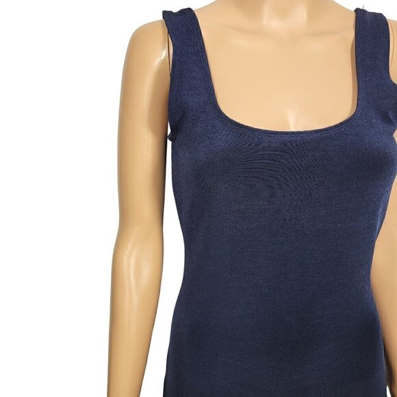 J. Crew Vintage Y2K Women's Navy Blue Midi Length Slit Sleeveless Dress Size 4 - Picture 2 of 10
